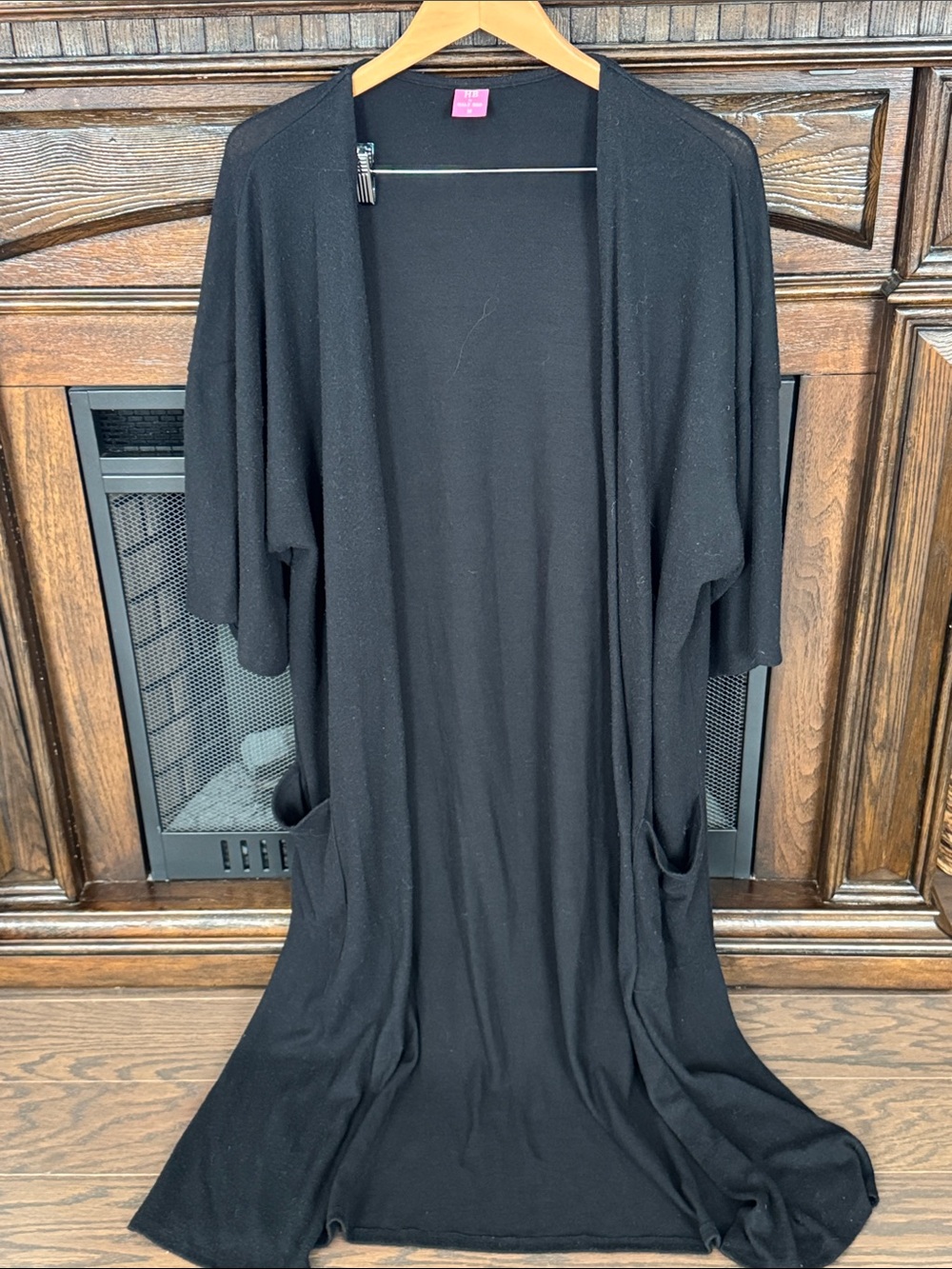 HB by Hale Bob Oversized Black Open Lounge/Sleep Jacket